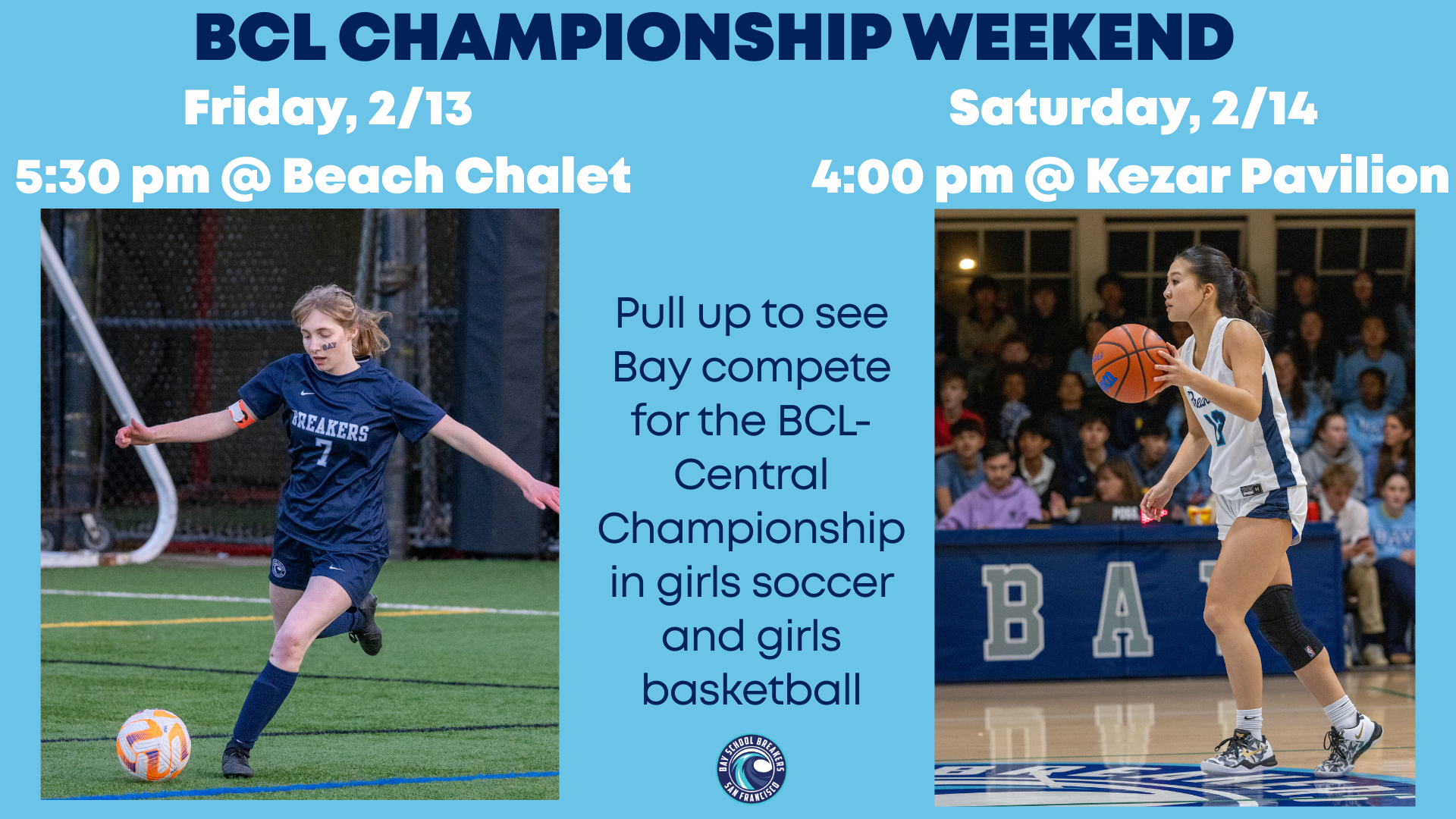 poster for bay girls varsity soccer and basketball championships